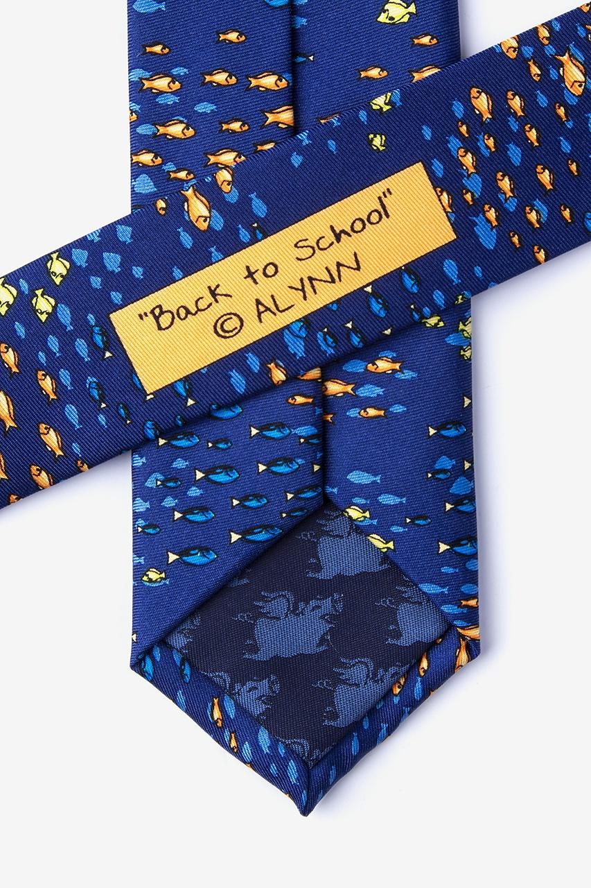 Alynn School Of Fish Navy Blue 100% Silk Skinny Tie