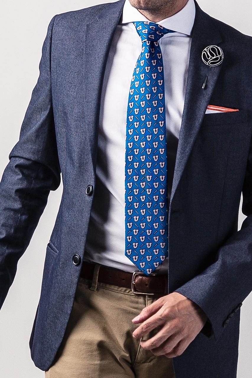 Alynn Screw U Navy Blue 100% Silk Tie