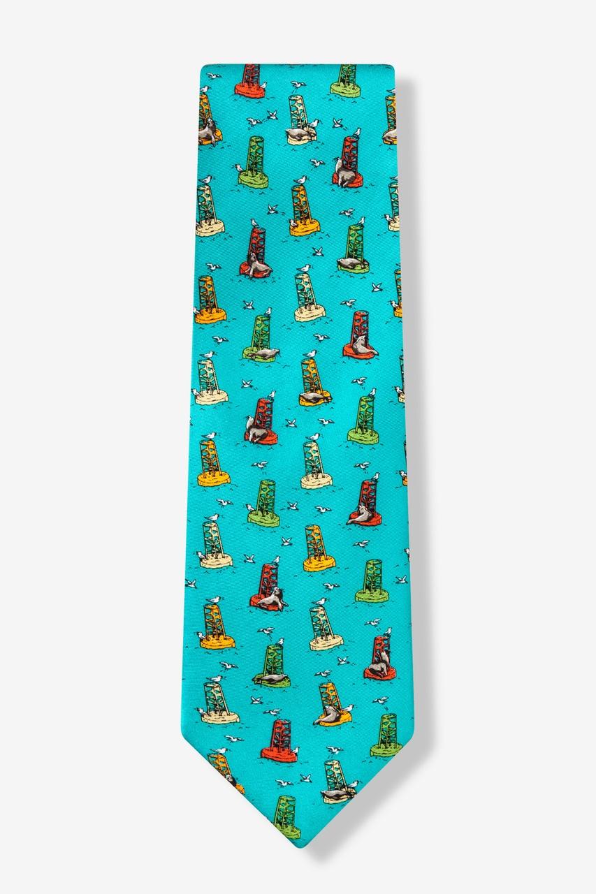 Alynn Sea Lion Siesta Aqua 100% Silk Tie