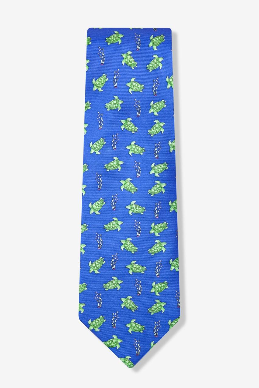 Alynn Sea Turtles Blue 100% Silk Tie