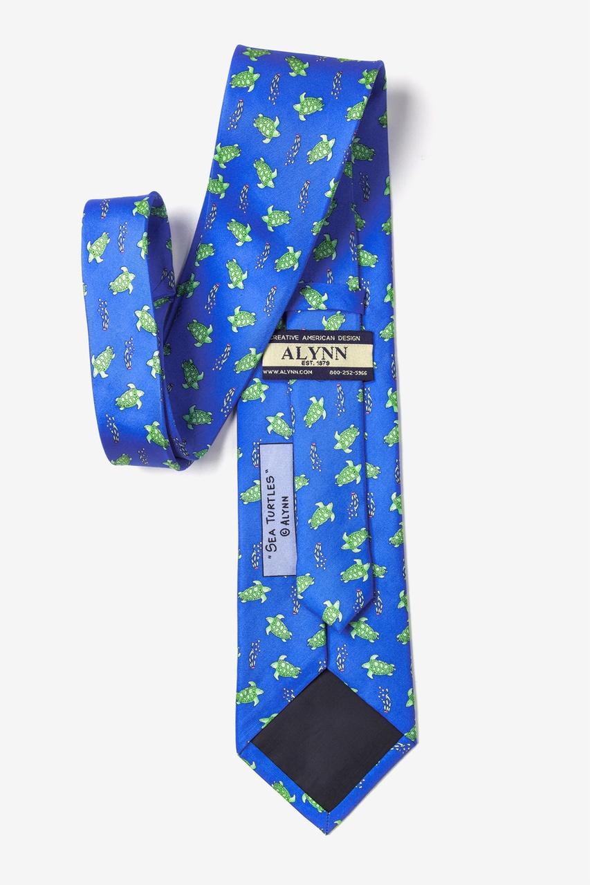 Alynn Sea Turtles Blue 100% Silk Tie