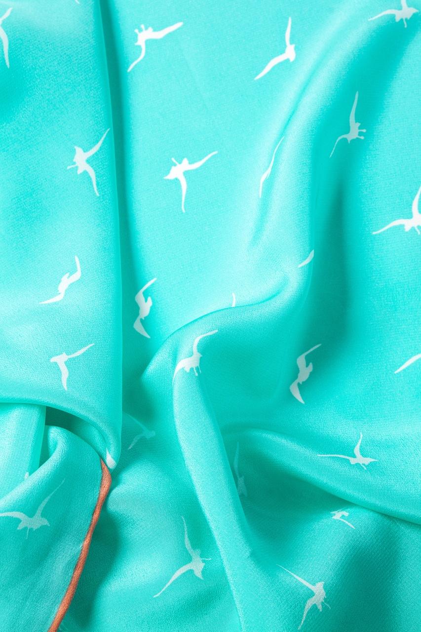 Alynn Seagull Silhouettes Aqua Square Scarf