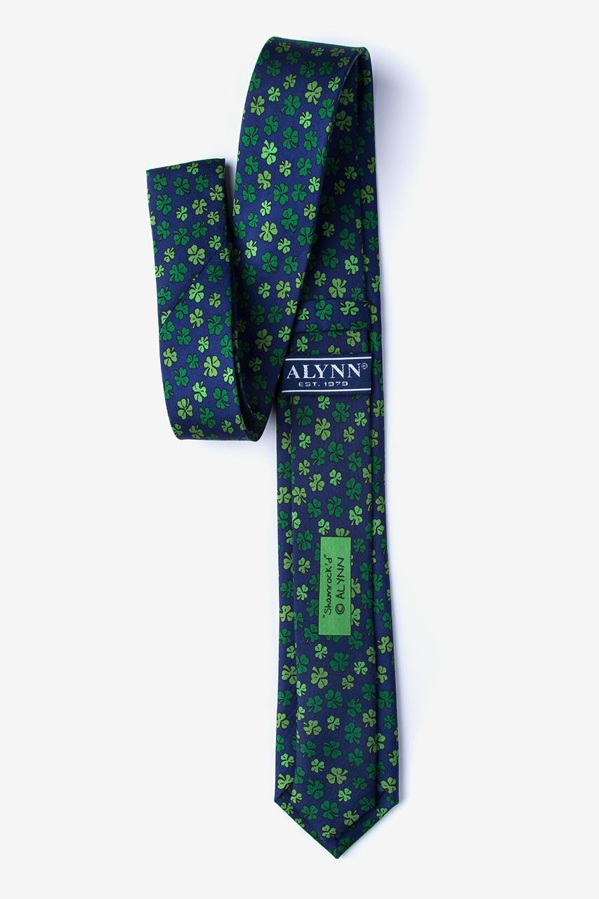 Alynn Shamrock'd Navy Blue 100% Silk Skinny Tie