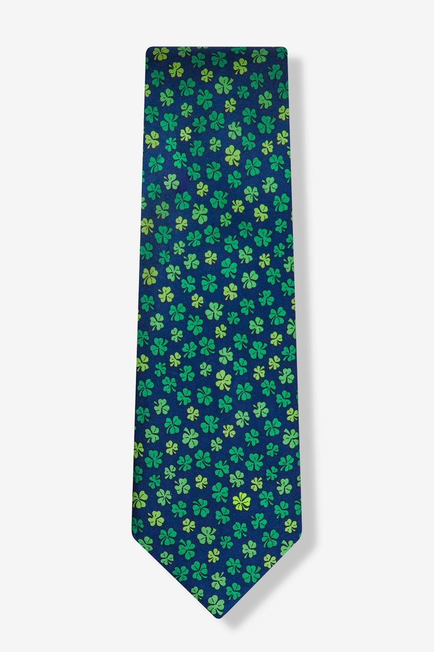 Alynn Shamrock'd Navy Blue 100% Silk Tie