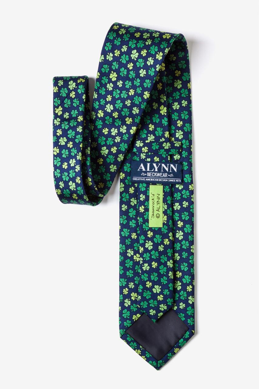 Alynn Shamrock'd Navy Blue 100% Silk Tie