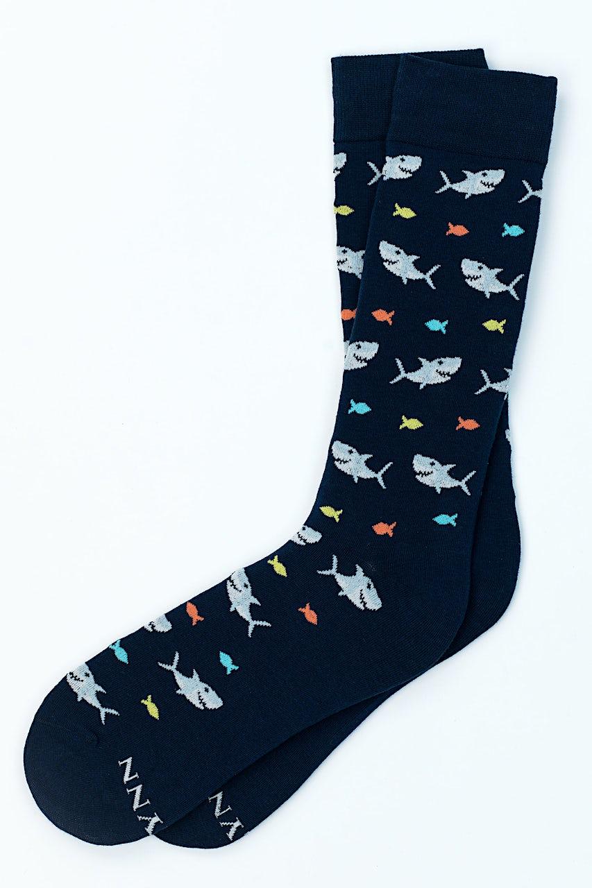 alynn Shark Attack Navy Blue Sock