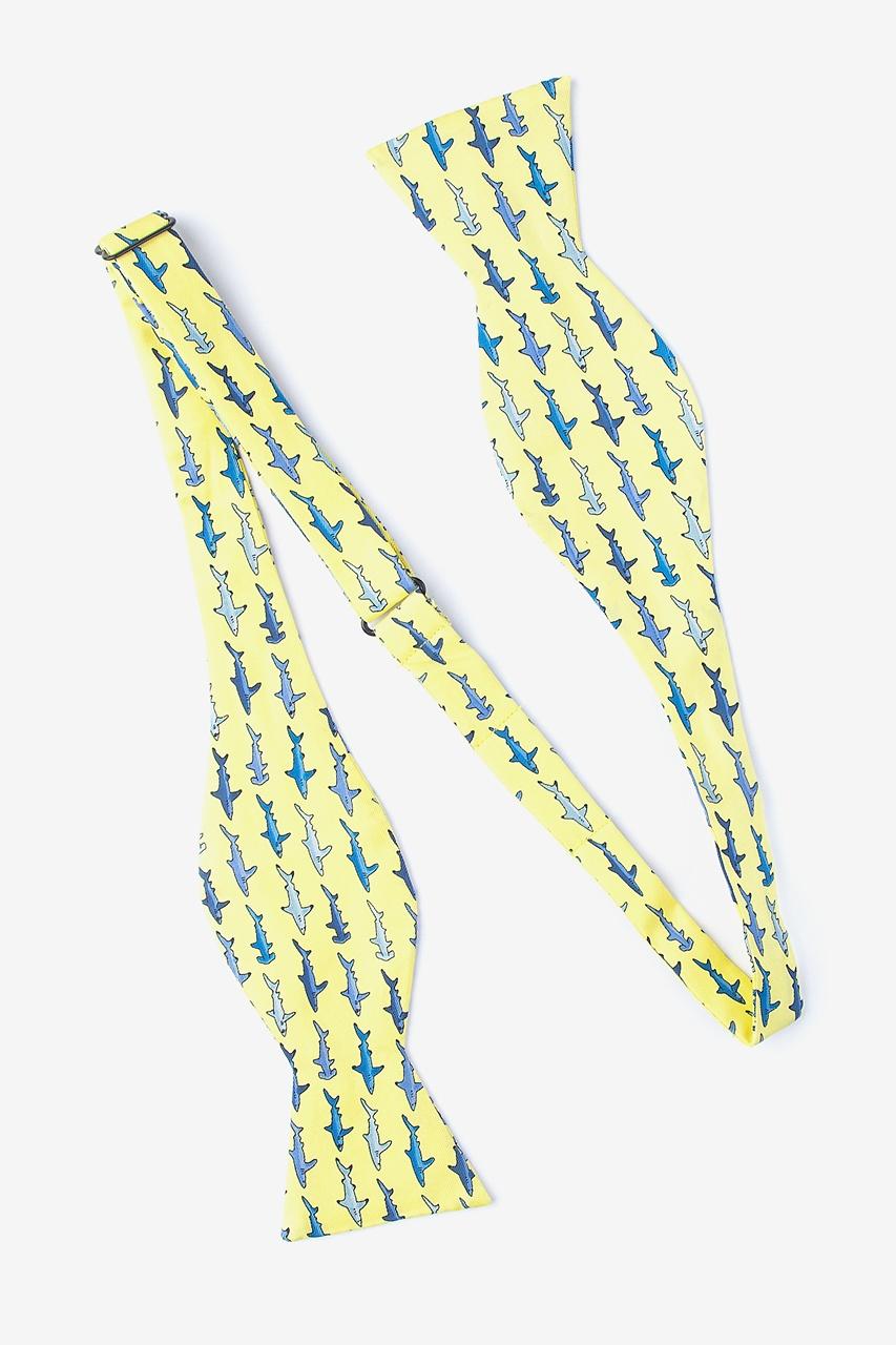 Alynn Shark Print Yellow Self-Tie Bow Tie