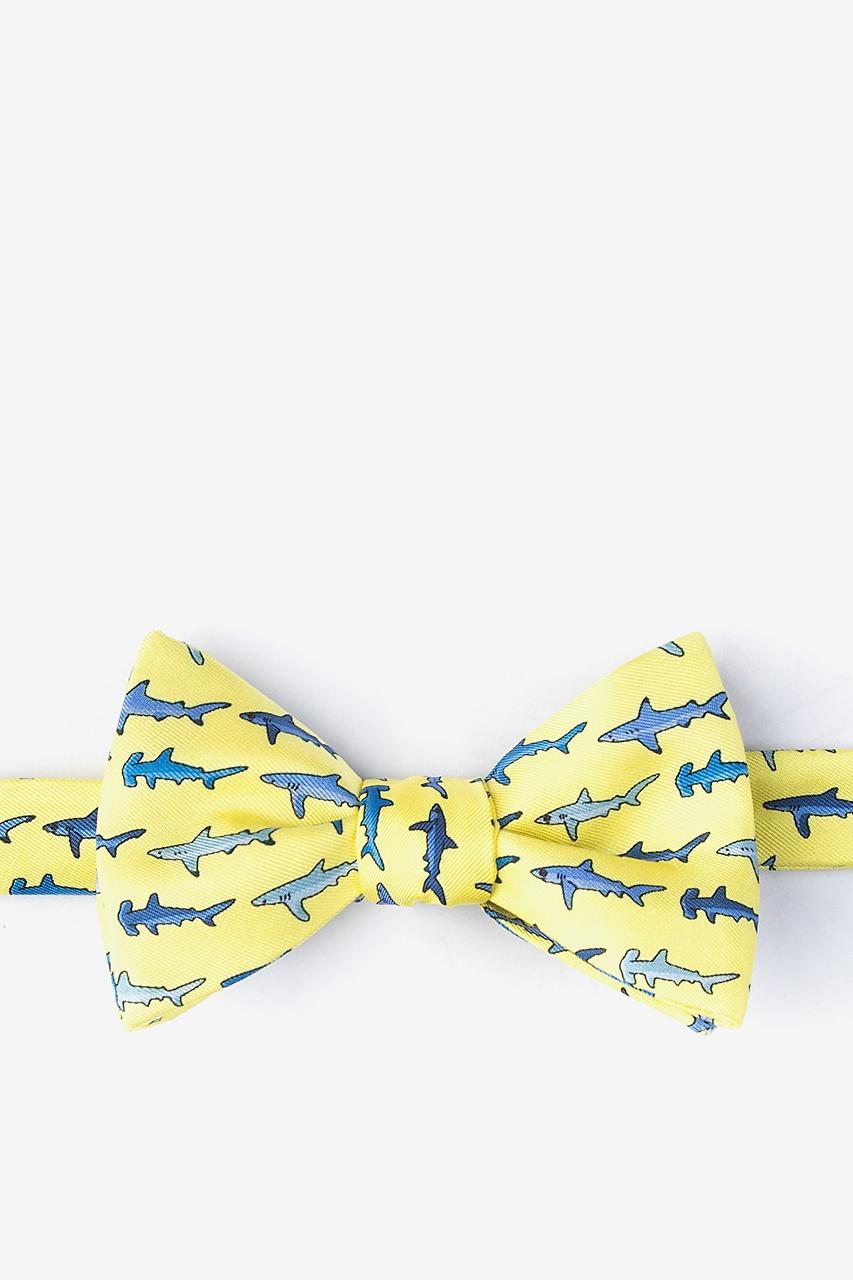 alynn Shark Print yellow Self-Tie Bow Tie