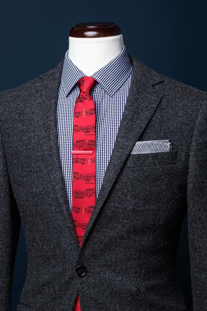 Alynn Sheet Music Red 100% Silk Skinny Tie
