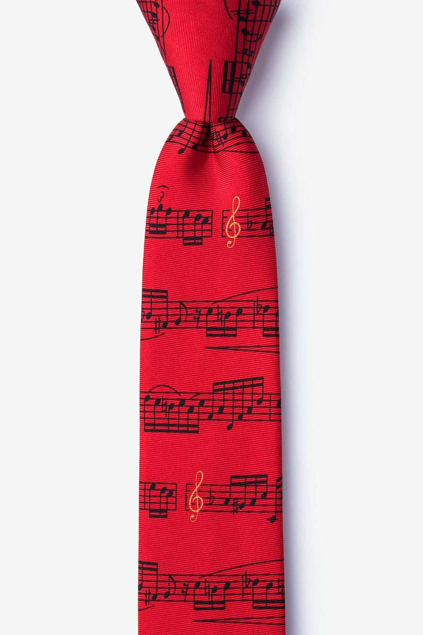 alynn Sheet Music red 100% silk Skinny Tie