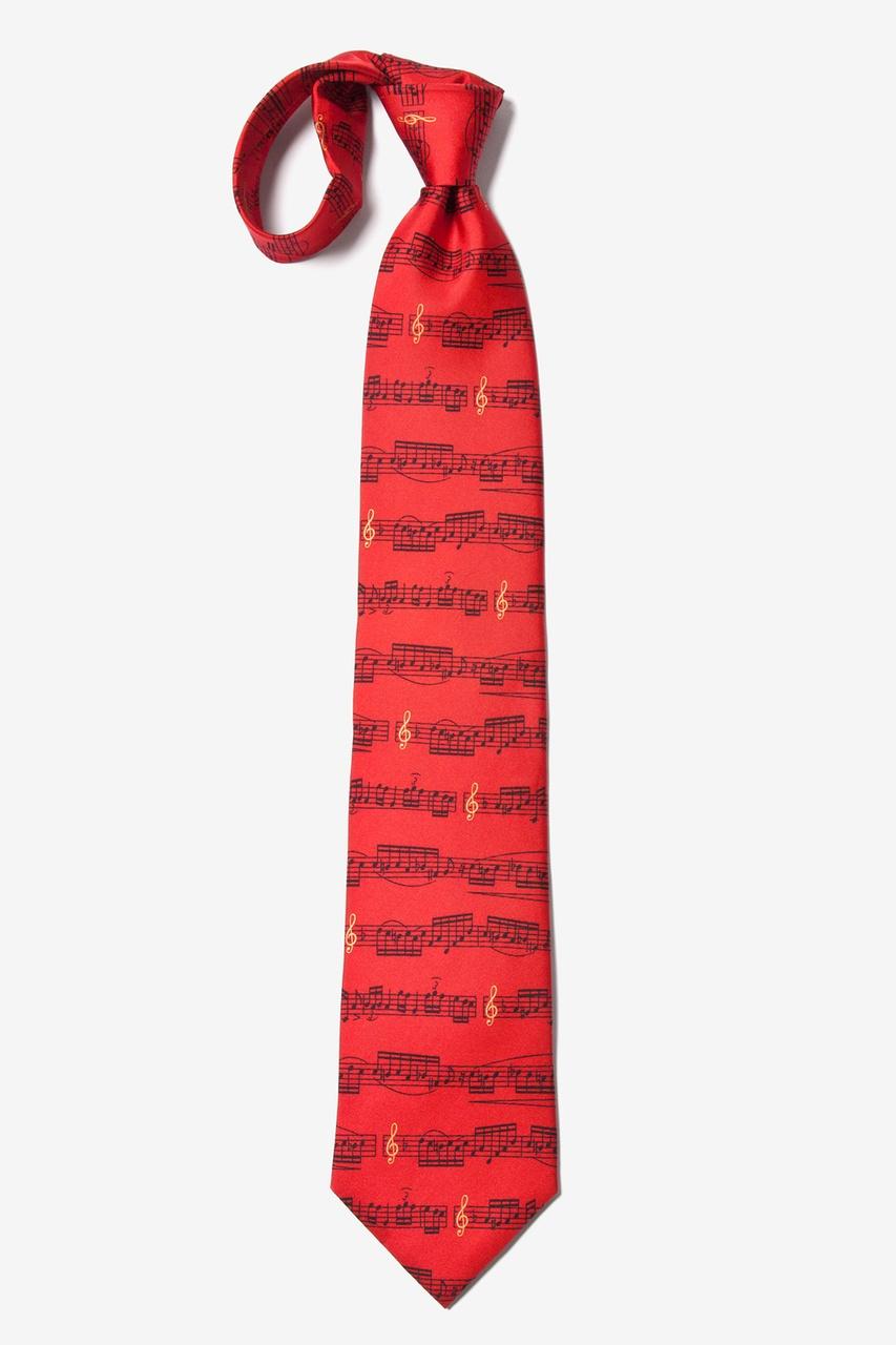 Alynn Sheet Music Red 100% Silk Tie