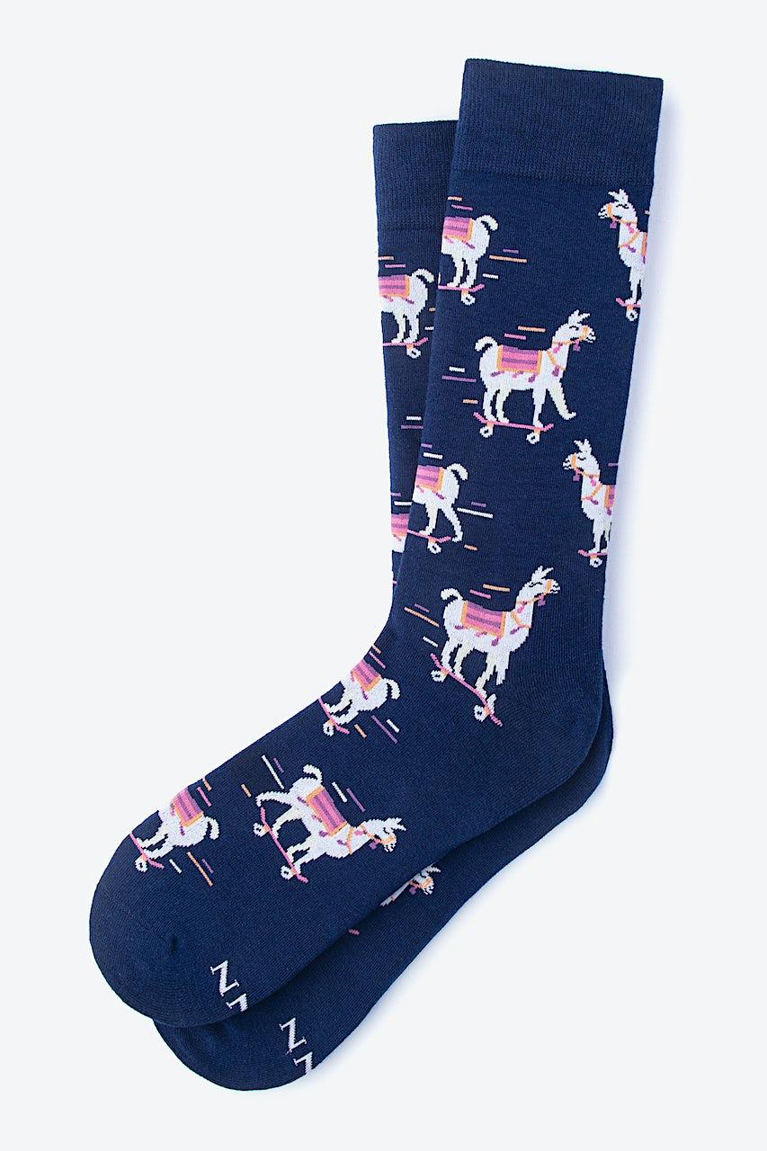 Alynn Skateboarding Lama Navy Blue His & Hers Socks
