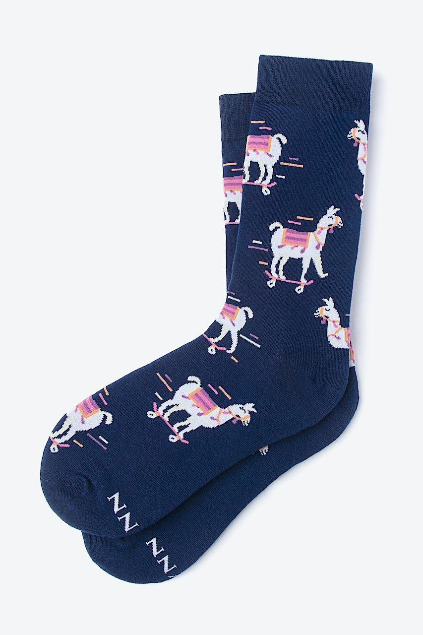 Alynn Skateboarding Lama Navy Blue His & Hers Socks