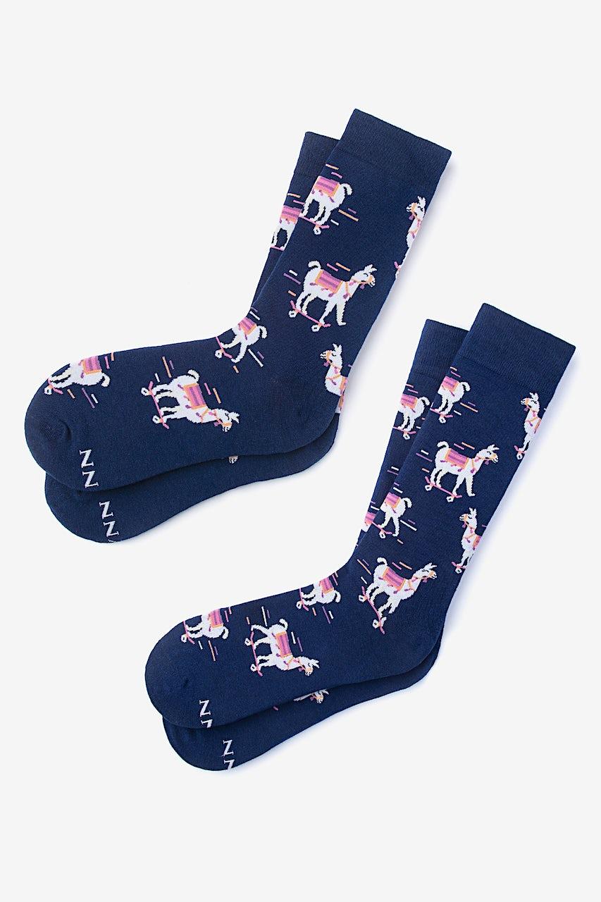 alynn Skateboarding Lama Navy Blue His & Hers Socks