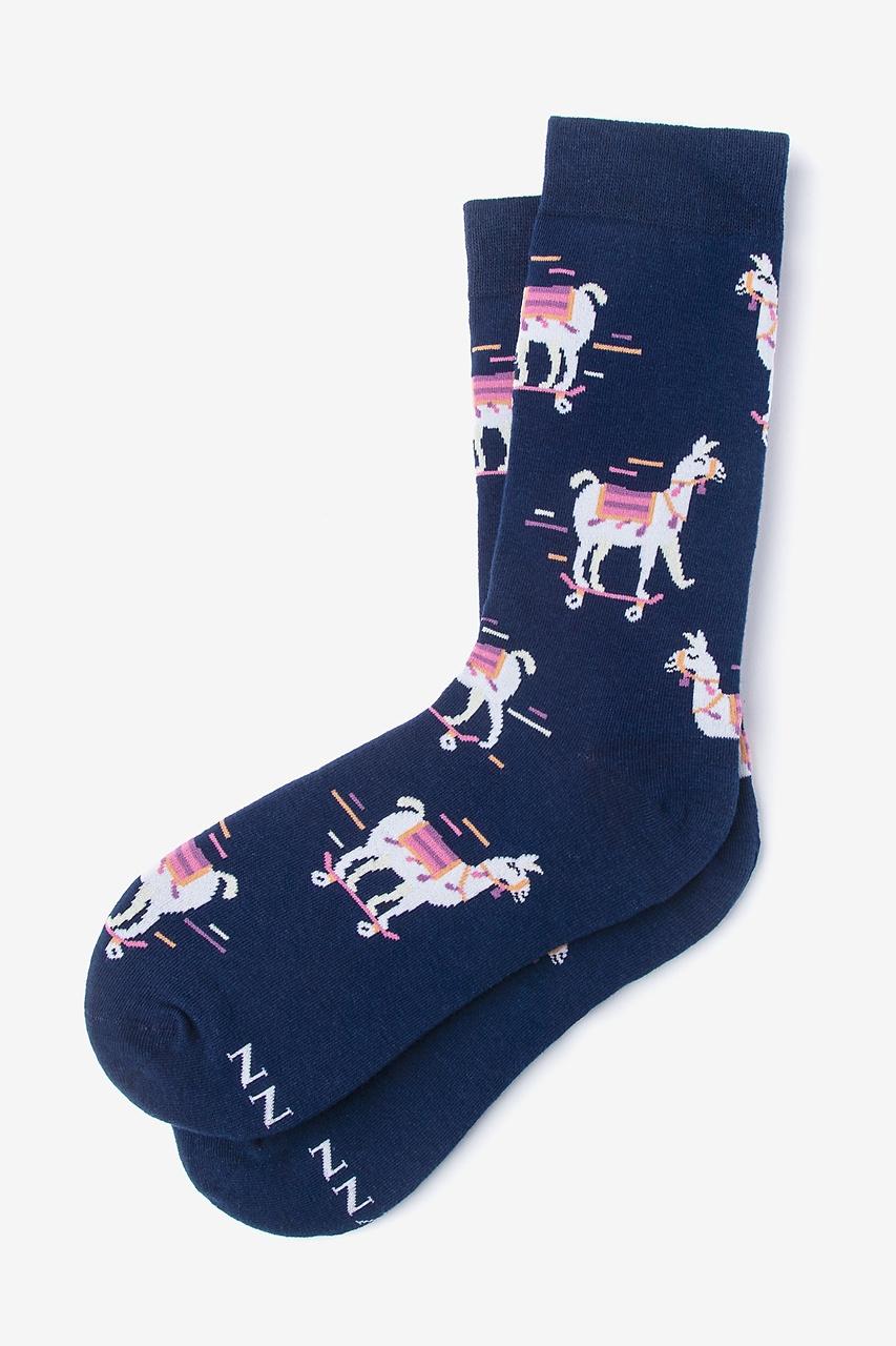 alynn Skateboarding Llama Navy Blue Women's Sock
