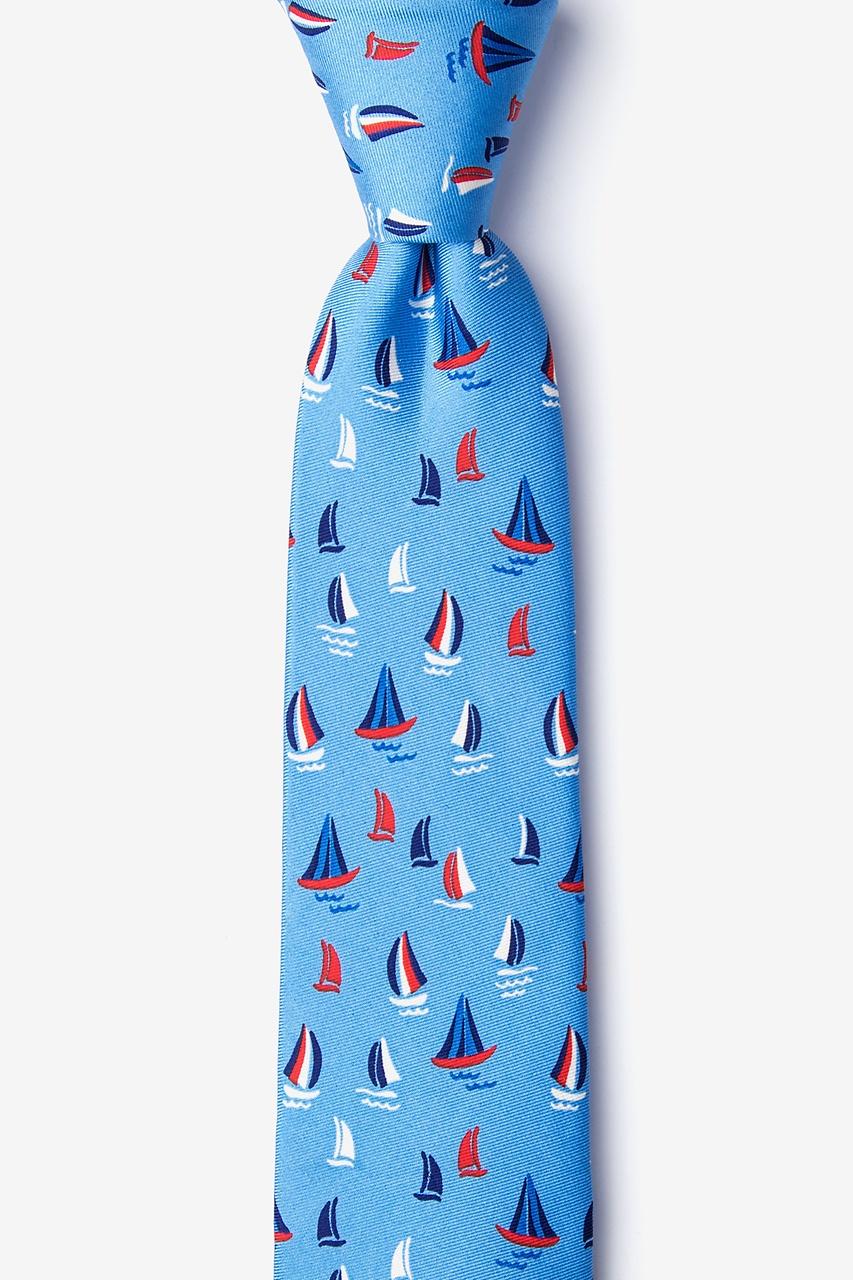 alynn Smooth Sailing blue 100% silk Skinny Tie