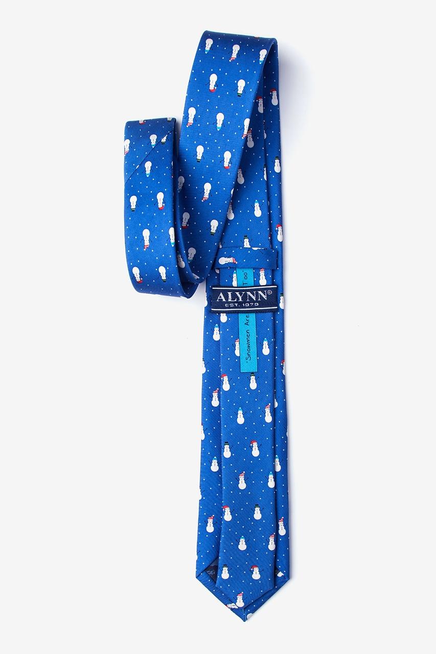 Alynn Snowmen In The Snow Blue 100% Silk Skinny Tie