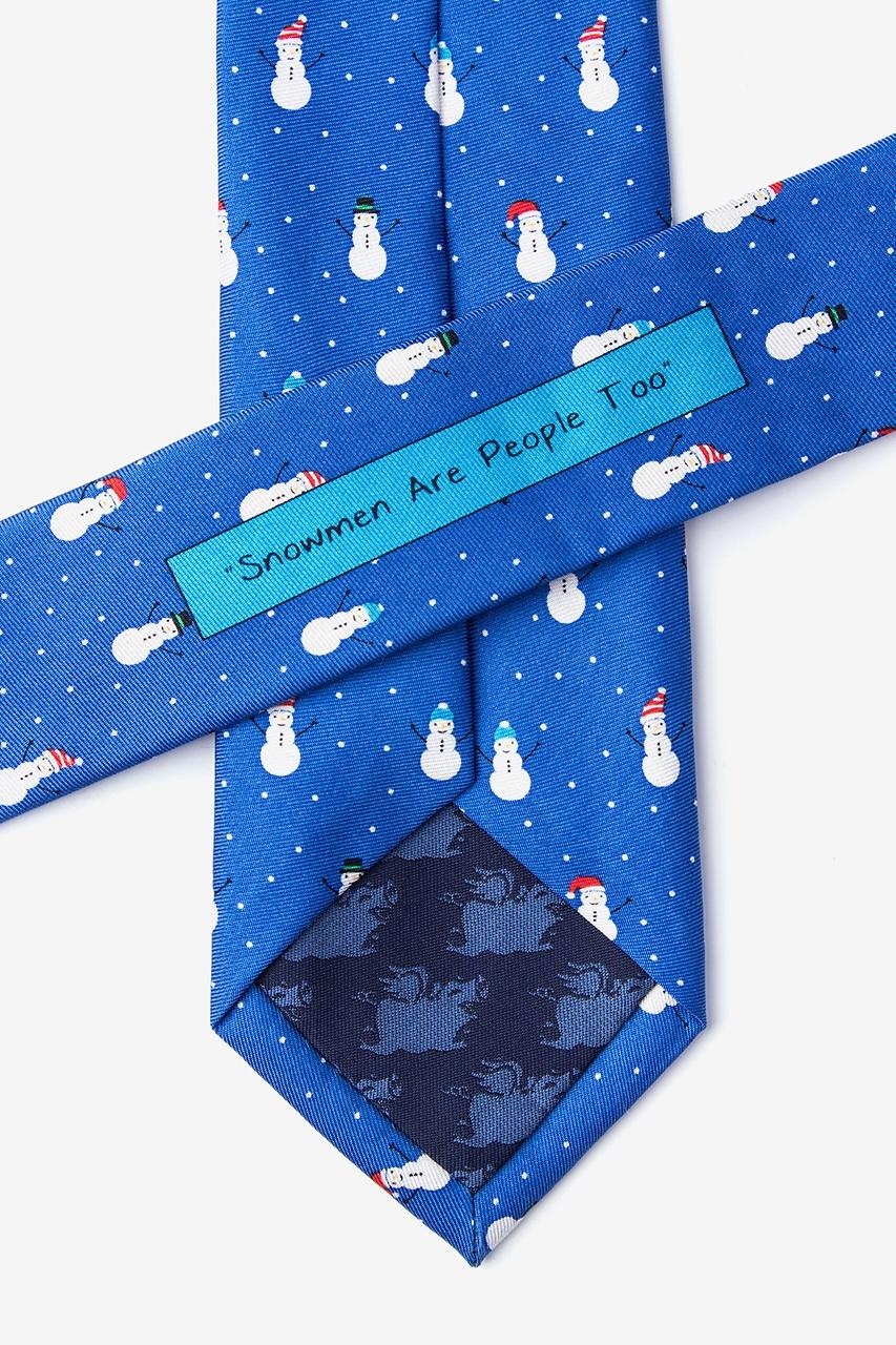 Alynn Snowmen In The Snow Blue 100% Silk Skinny Tie