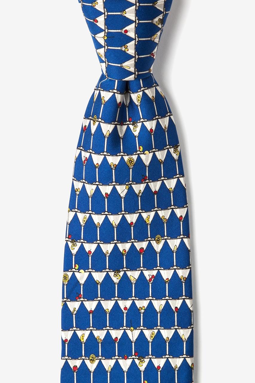 alynn Stack of Martinis blue 100% silk Tie