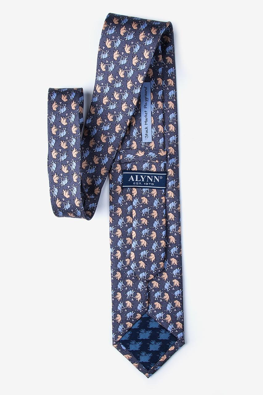 Alynn Stock Market Playground Gray 100% Silk Tie