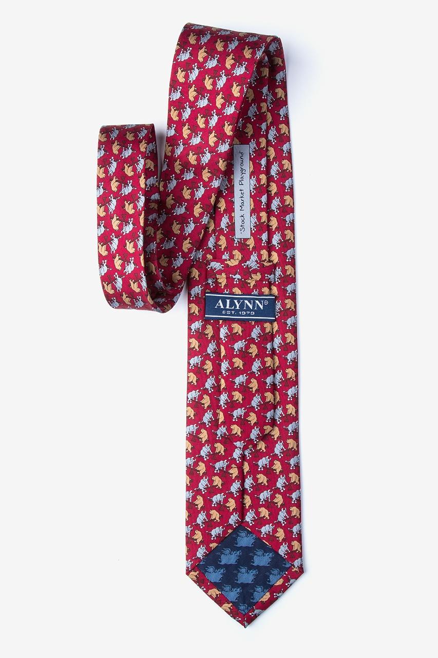 Alynn Stock Market Playground Red 100% Silk Tie