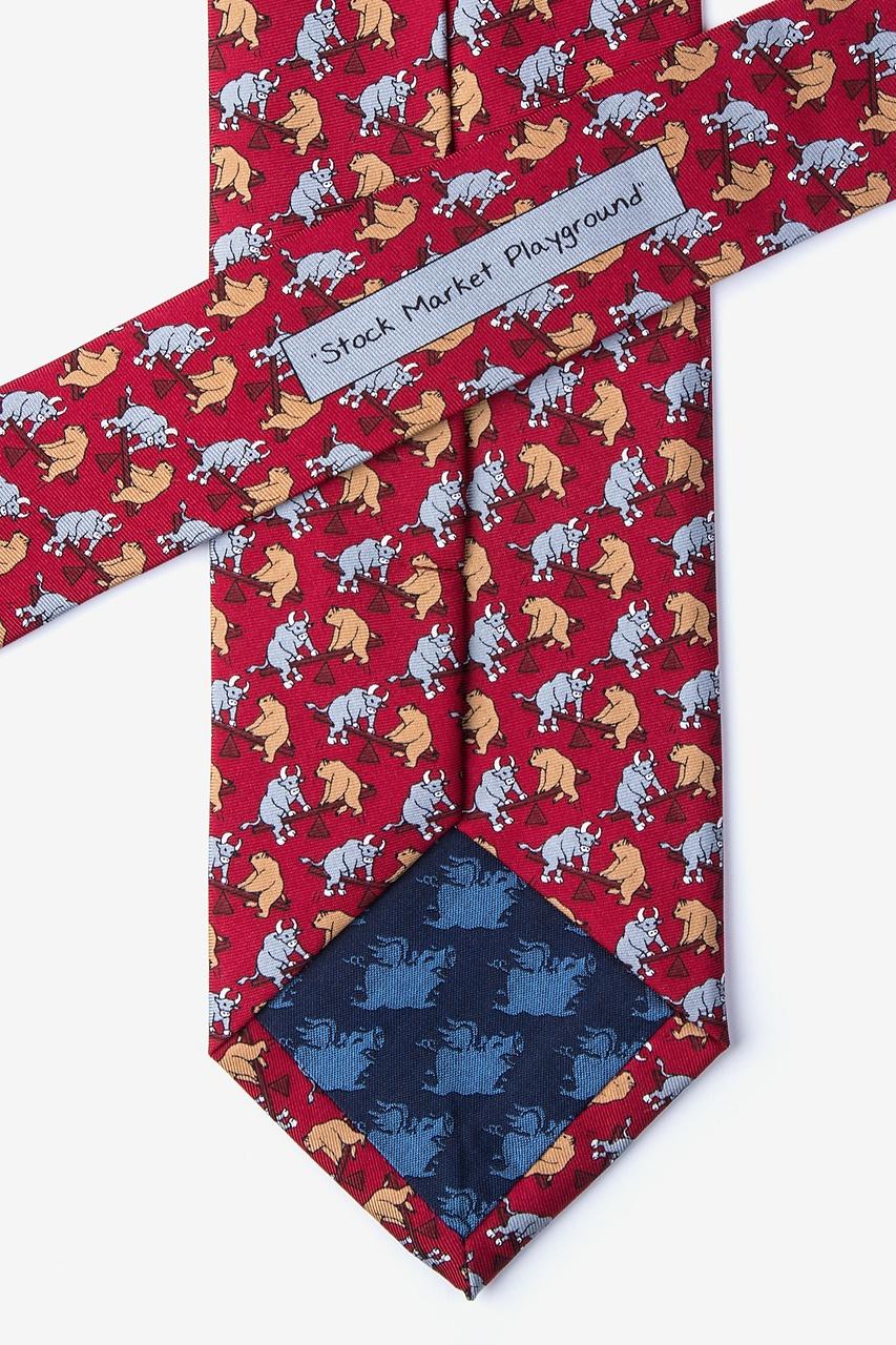 Alynn Stock Market Playground Red 100% Silk Tie
