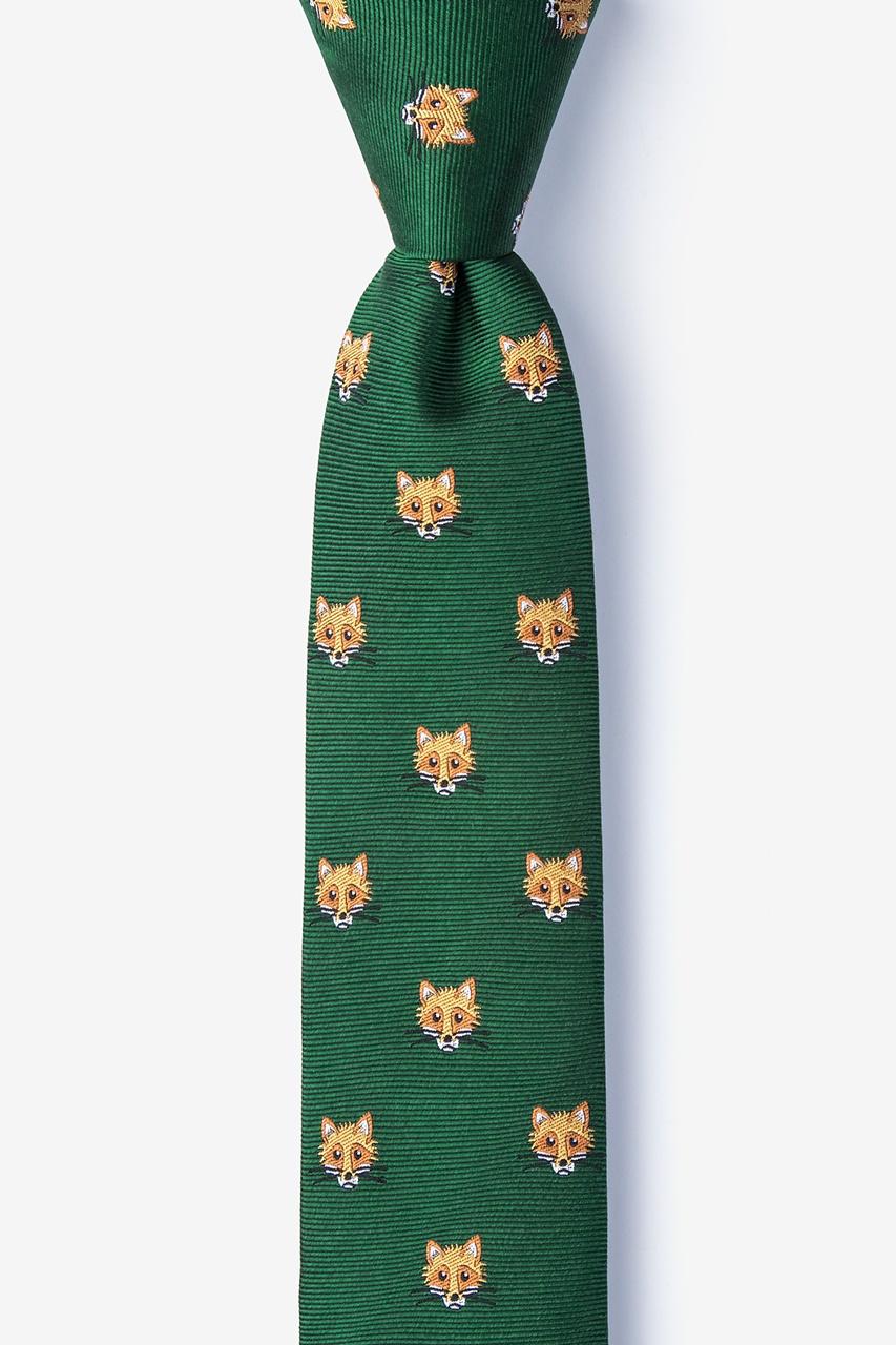 alynn Stone Cold Fox green 100% silk Skinny Tie