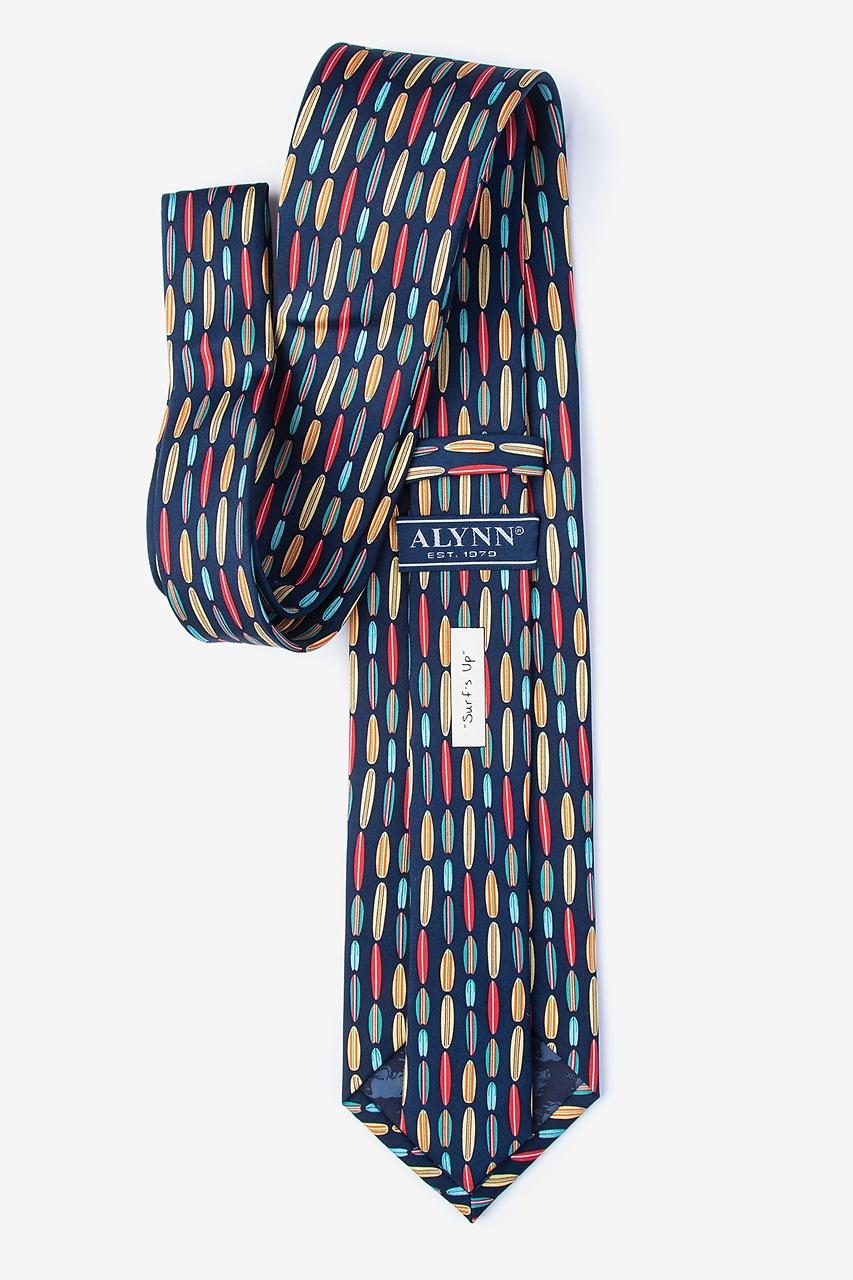 Alynn Surf's Up Navy Blue 100% Silk Extra Long Tie