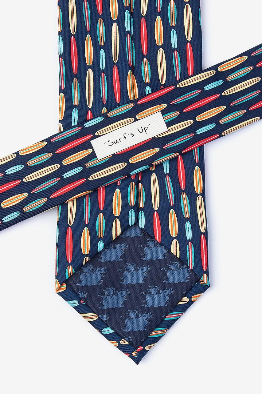 Alynn Surf's Up Navy Blue 100% Silk Extra Long Tie