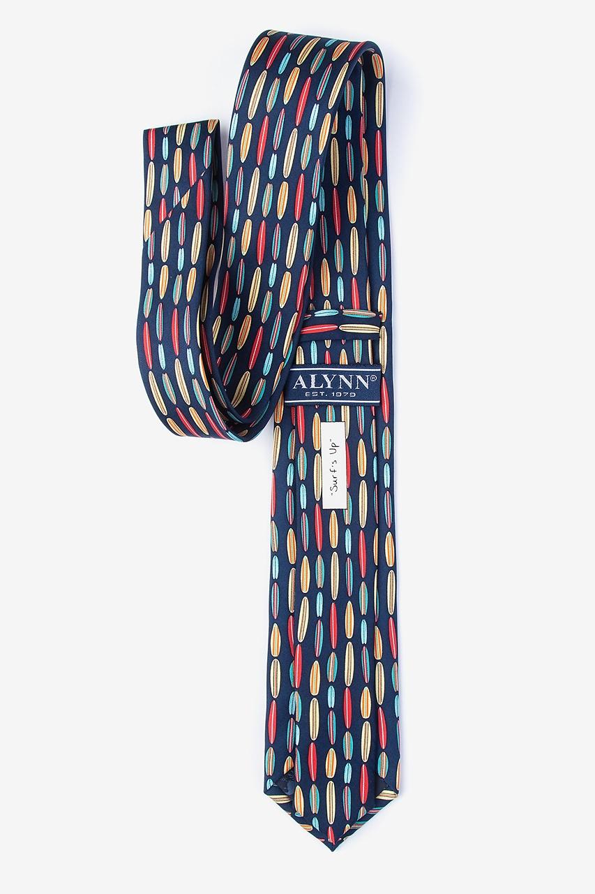 Alynn Surf's Up Navy Blue 100% Silk Skinny Tie