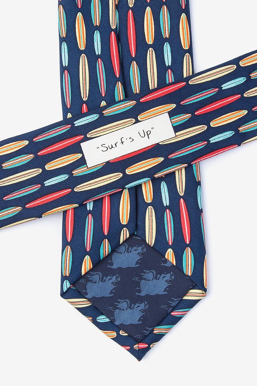 Alynn Surf's Up Navy Blue 100% Silk Skinny Tie
