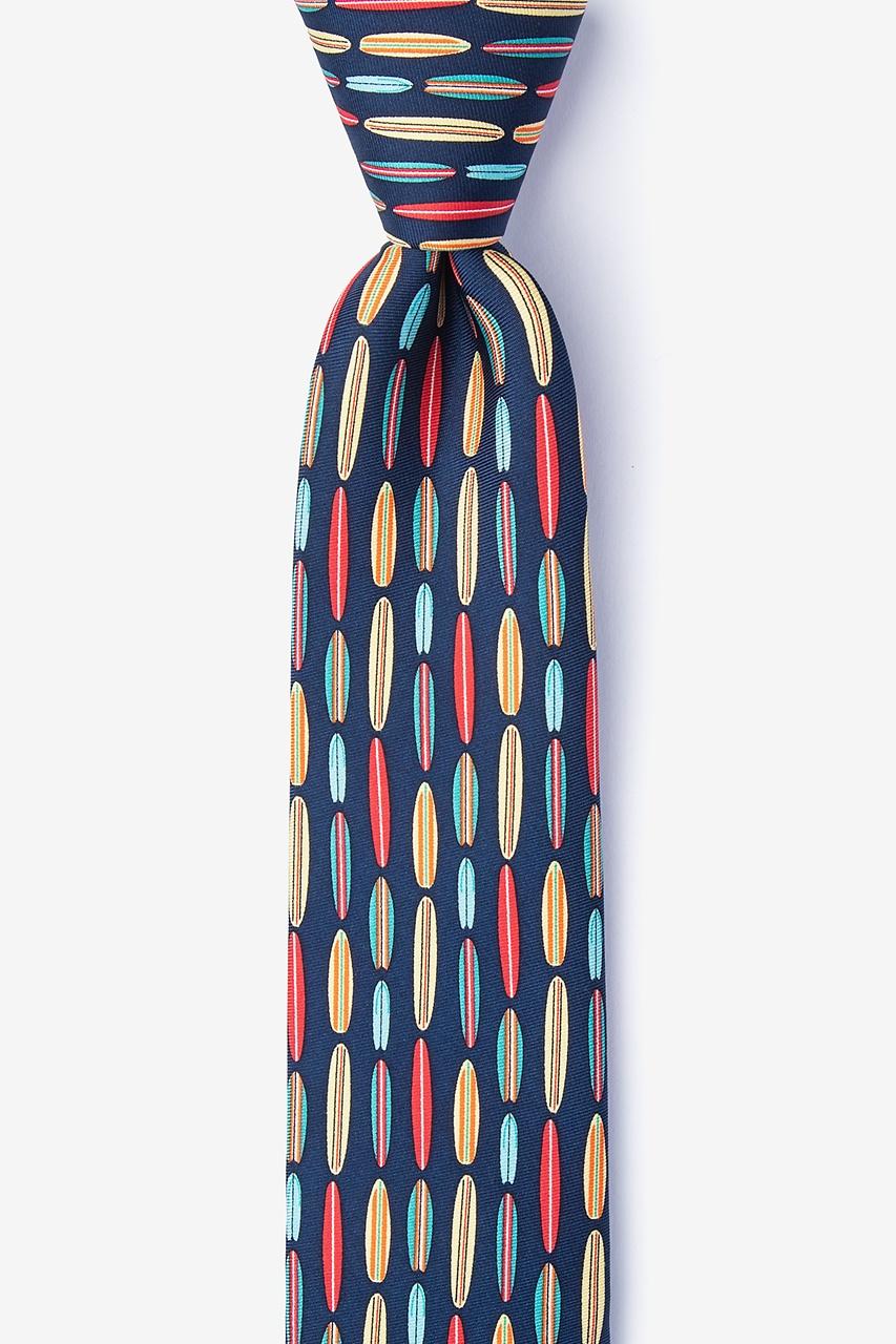 alynn Surf's Up Navy Blue 100% silk Skinny Tie