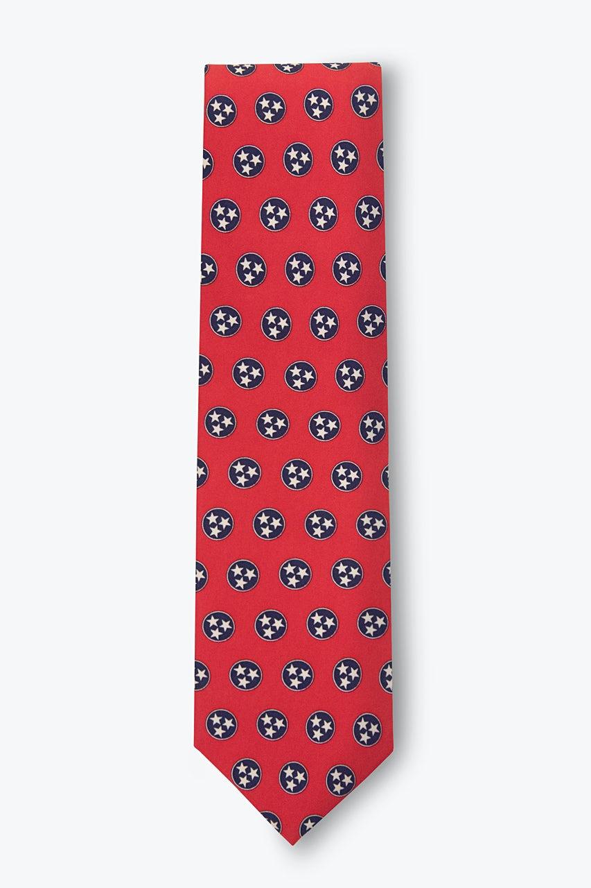 Alynn Tennessee State Flag Red 100% Silk Tie