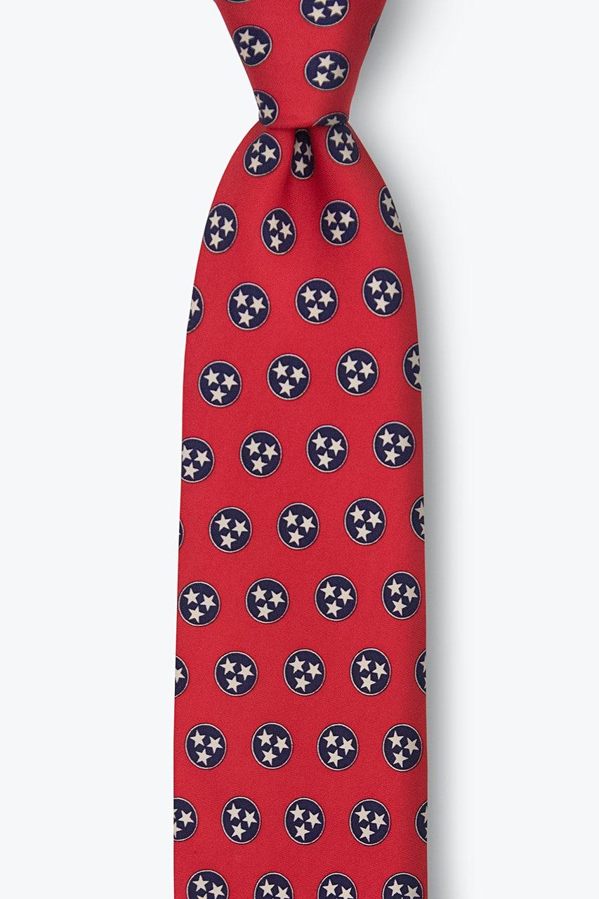 alynn Tennessee State Flag red 100% silk Tie