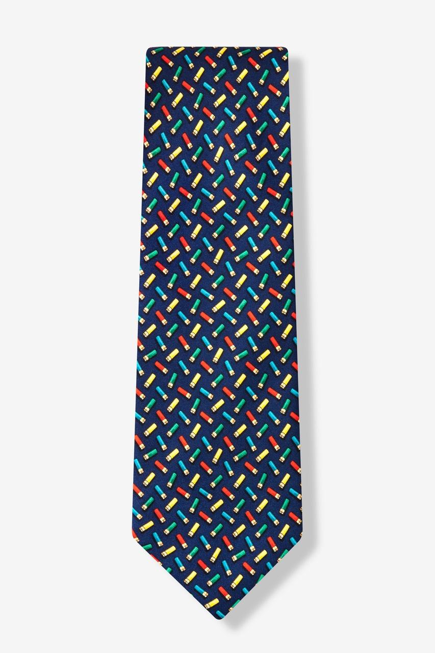Alynn The Buck Starts Here Navy Blue 100% Silk Tie