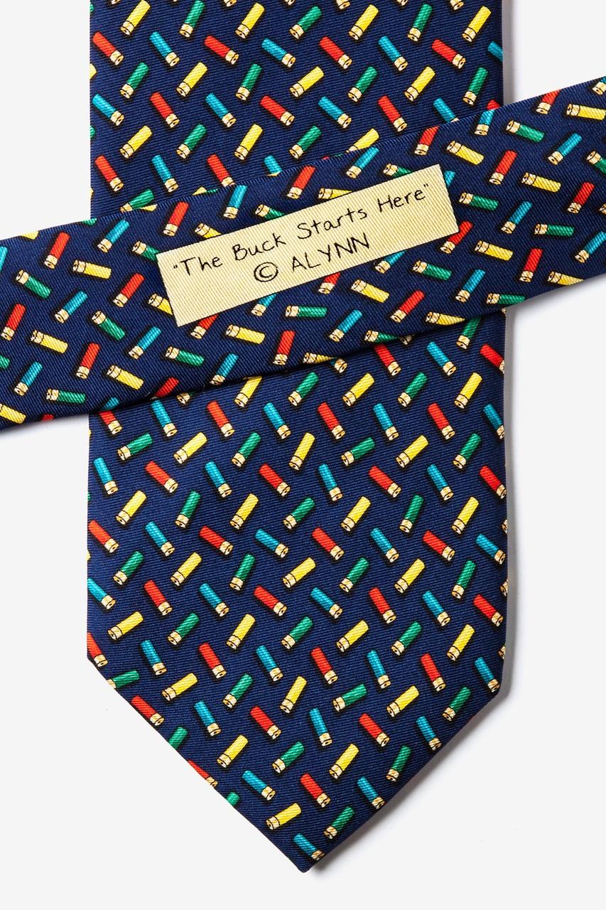 Alynn The Buck Starts Here Navy Blue 100% Silk Tie
