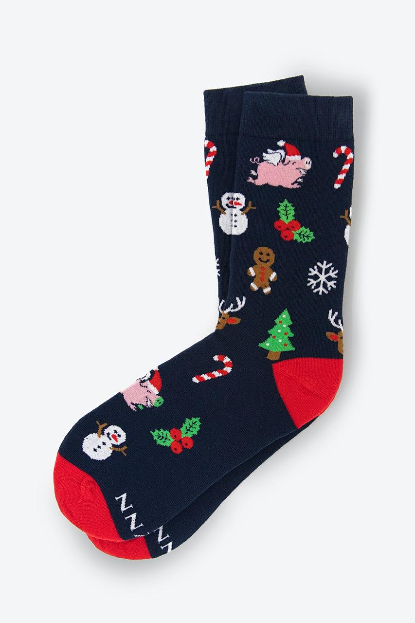 alynn Tis the Season Navy Blue Women's Sock