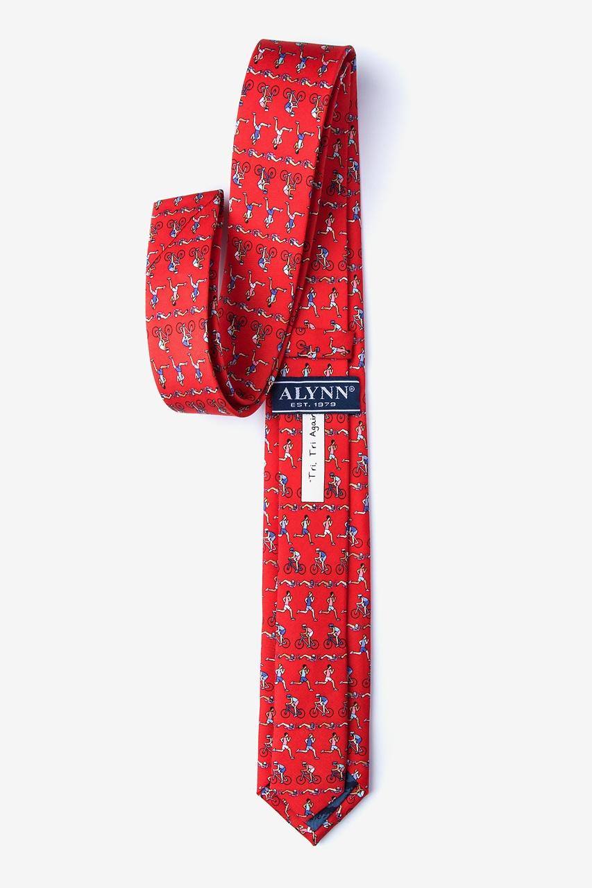 Alynn "Tri Tri Again" Red 100% Silk Skinny Tie