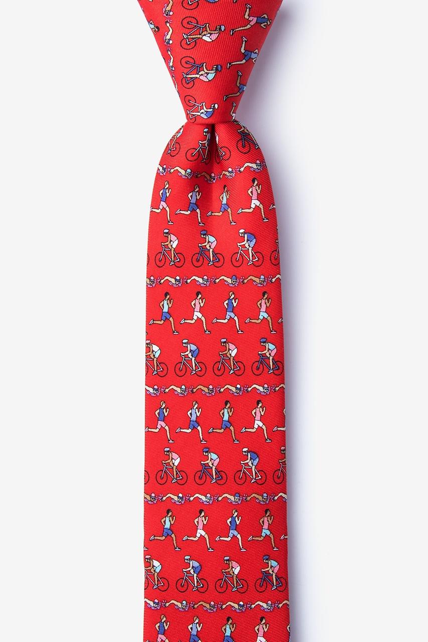 alynn "Tri Tri Again" red 100% silk Skinny Tie