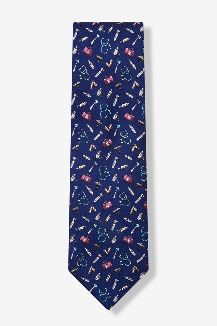 Alynn Trust Me I'm A Doctor Navy Blue 100% Silk Tie