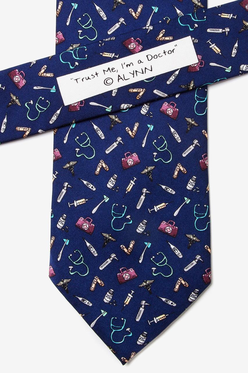 Alynn Trust Me I'm A Doctor Navy Blue 100% Silk Tie