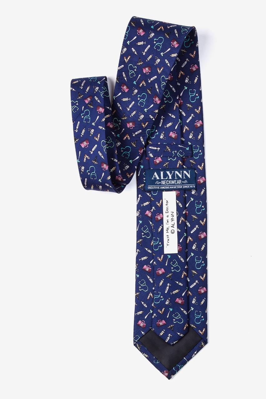 Alynn Trust Me I'm A Doctor Navy Blue 100% Silk Tie