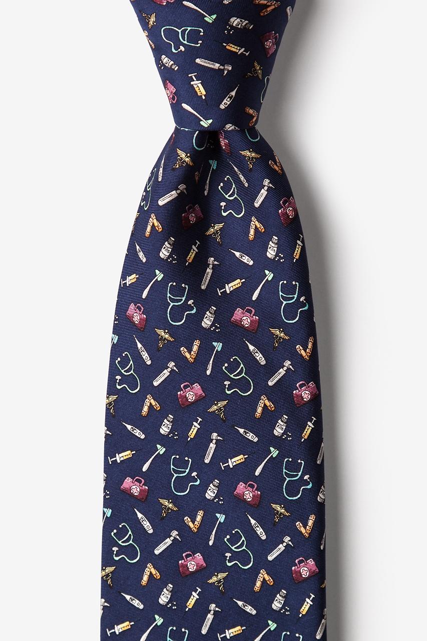 alynn Trust Me I'm a Doctor Navy Blue 100% silk Tie