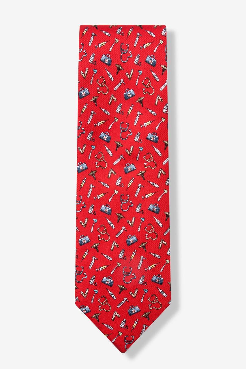 Alynn Trust Me I'm A Doctor Red 100% Silk Tie