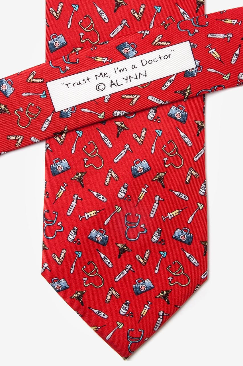 Alynn Trust Me I'm A Doctor Red 100% Silk Tie