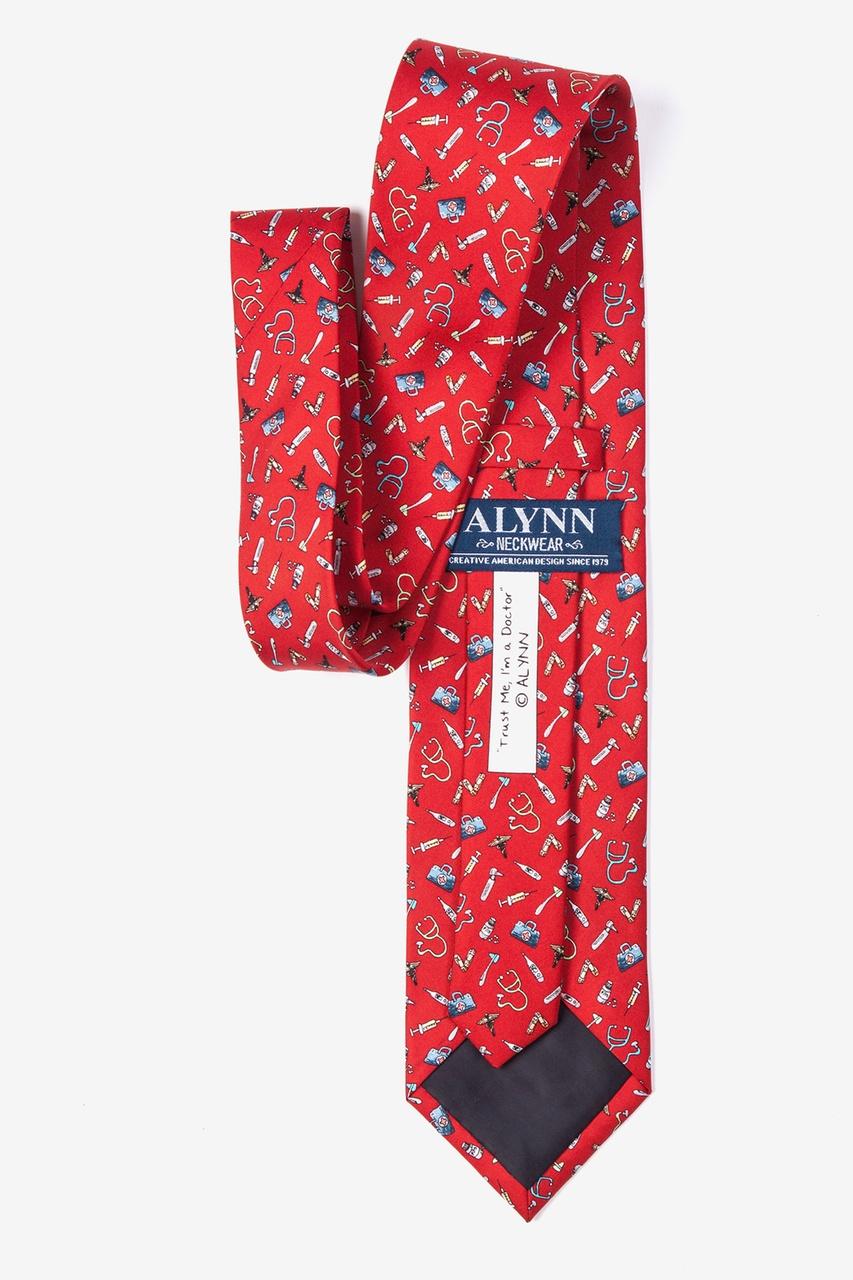 Alynn Trust Me I'm A Doctor Red 100% Silk Tie