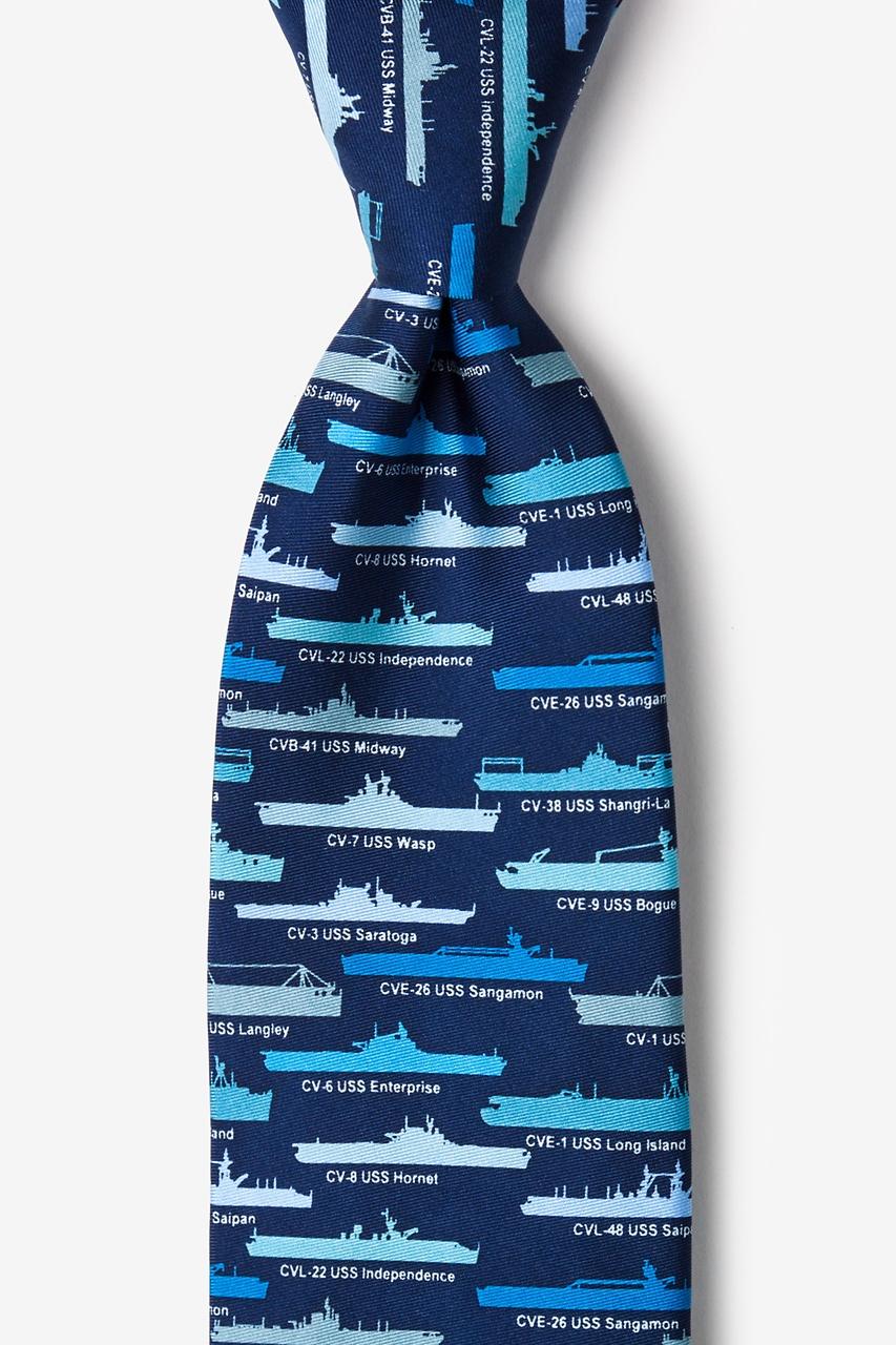 alynn U.S. Aircraft Carriers blue 100% silk Tie