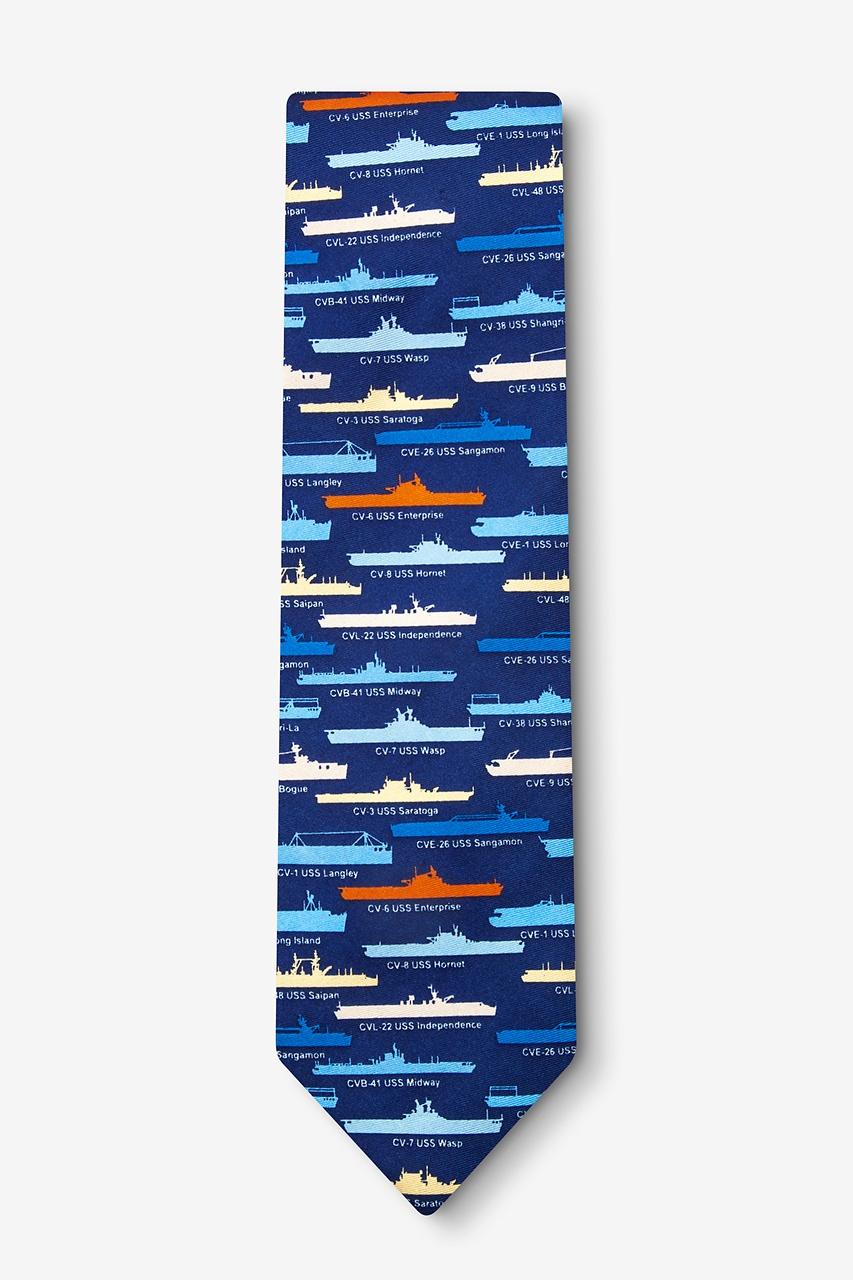 Alynn U.S. Aircraft Carriers Navy Blue 100% Silk Tie