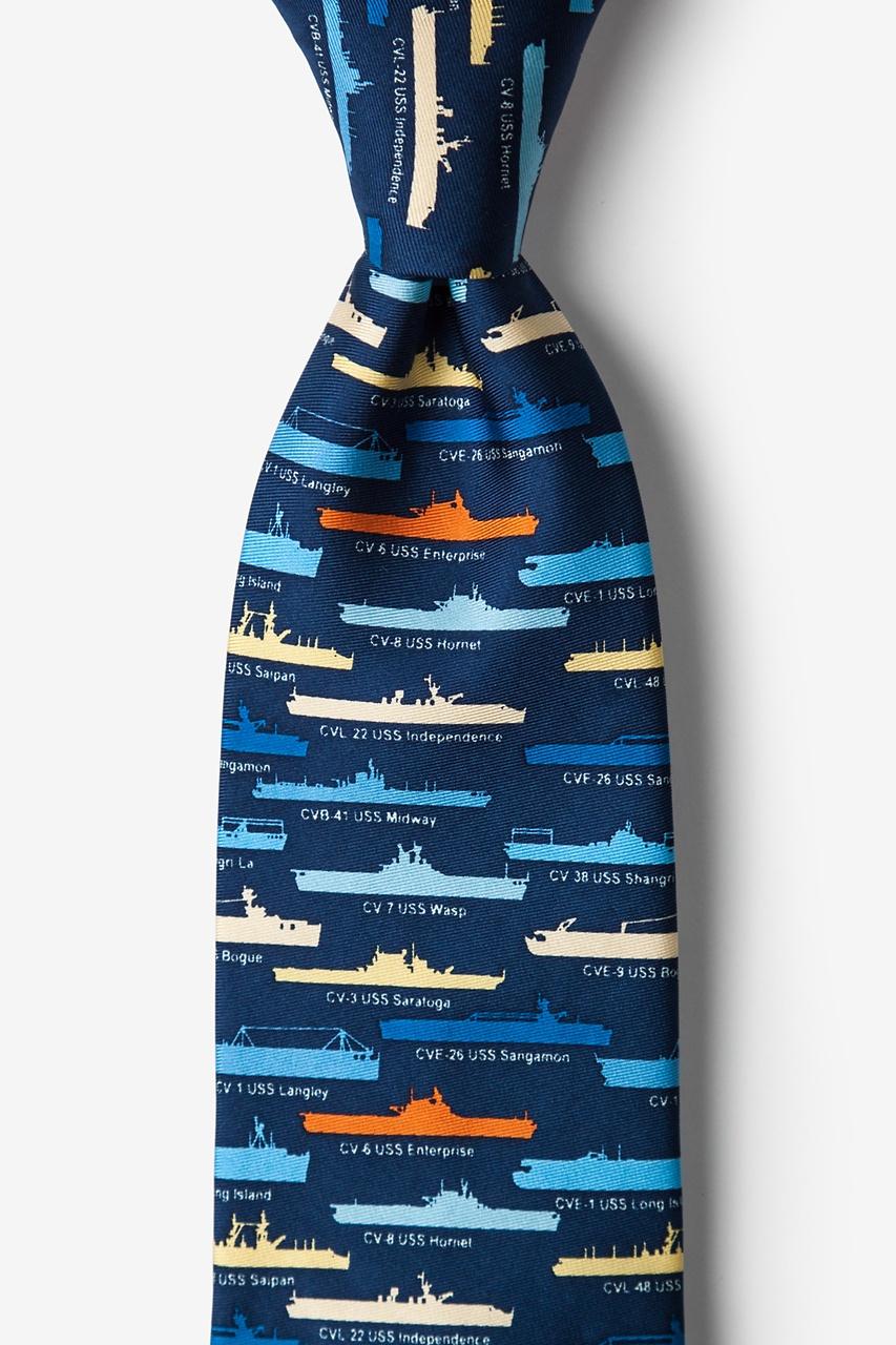 alynn U.S. Aircraft Carriers Navy Blue 100% silk Tie