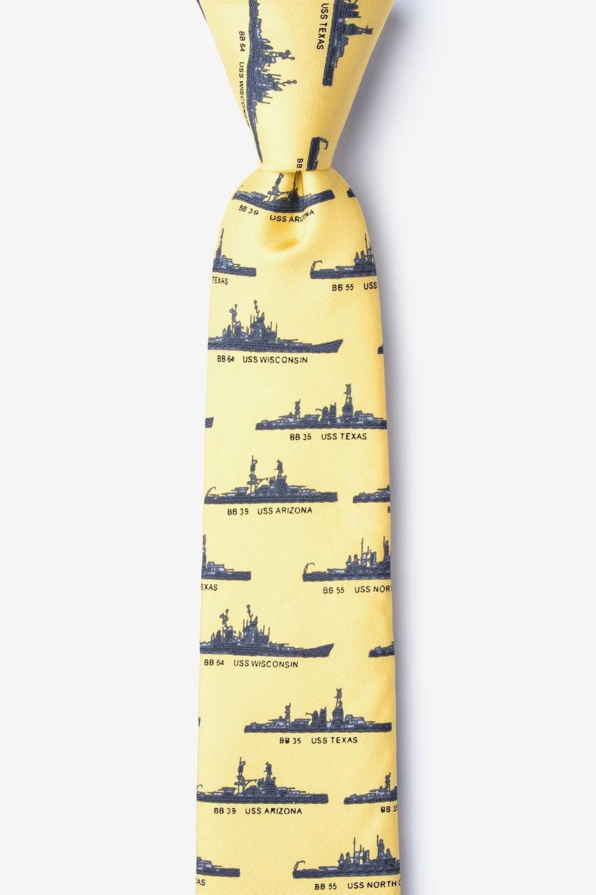 alynn U.S. Battleships yellow 100% silk Skinny Tie